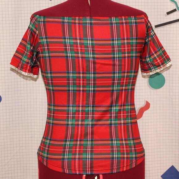 Paper Doll Production plaid/tartan top - Picture 2 of 6